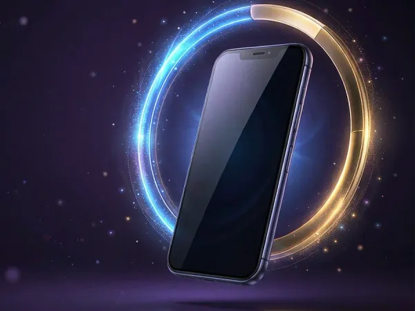 m666 Smartphone surrounded by a blue light ring