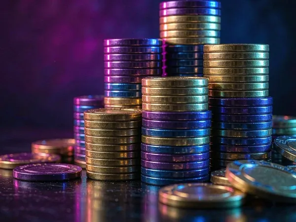 m666 Stacks of colourful casino chips on a dark surface